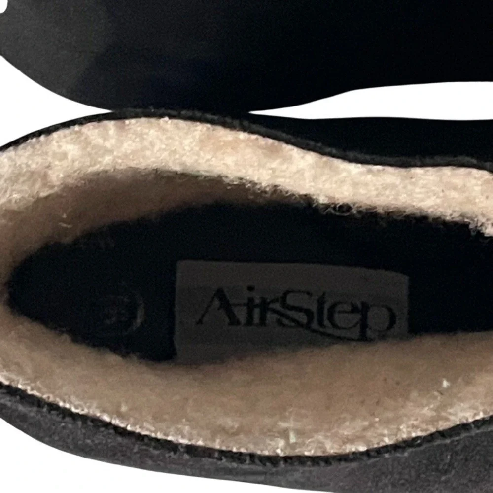 Airstep Women's Black Faux Suede Shearling Lined Wedge Ankle Zip Boots Size 9.5W